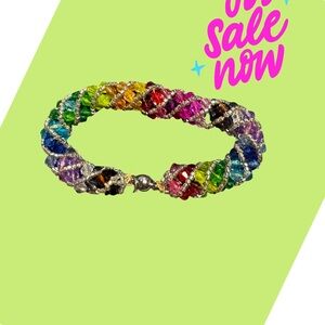 Multicolor Crystal Bead Spiral Bracelet - Vibrant Rainbow